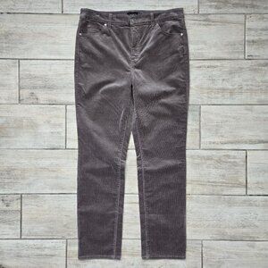 Talbots Corduroy Straight Leg Pant Women Stretchy Shimmering Grey 10P